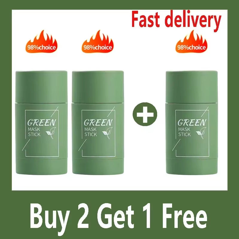 Green Tea Eggplant Solid Mask Deep Cleansing Oil Control Balance Antioxidan Shrink Pores Remove Blackheads Refreshing Mud Mask