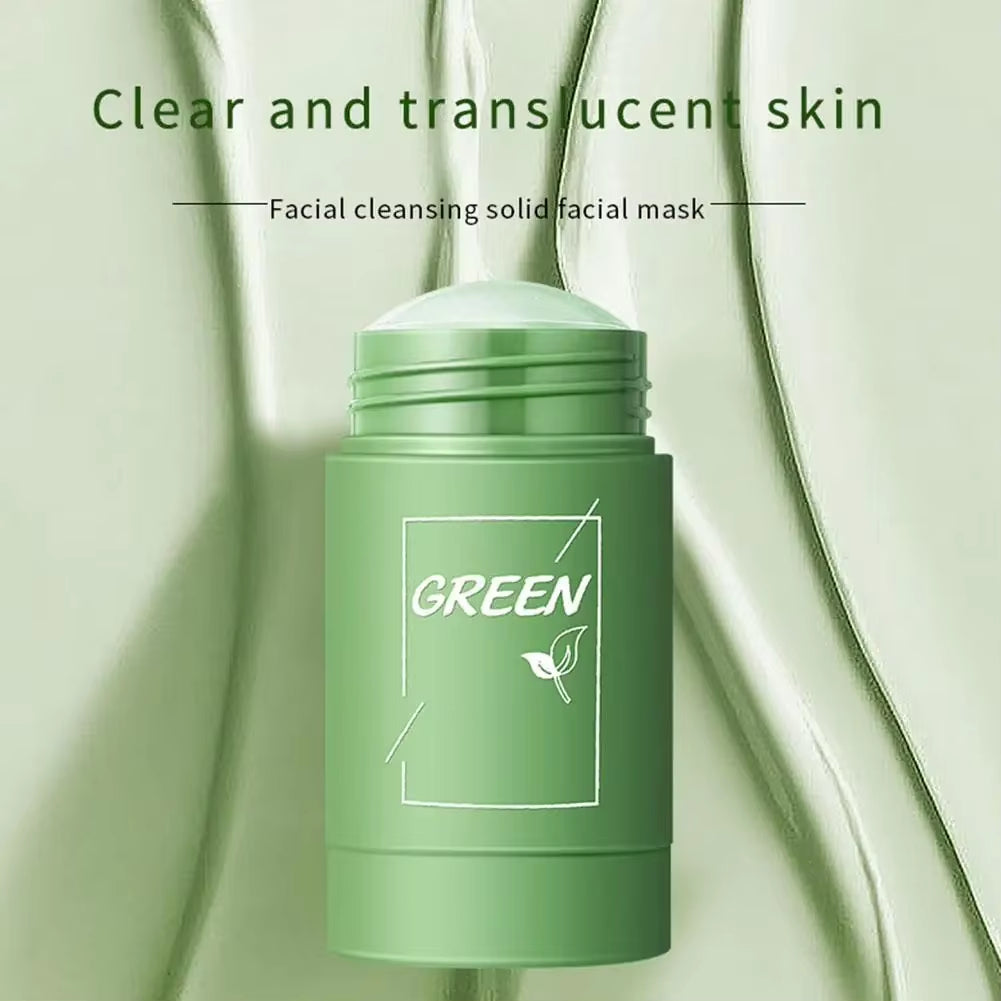 Green Tea Eggplant Solid Mask Deep Cleansing Oil Control Balance Antioxidan Shrink Pores Remove Blackheads Refreshing Mud Mask