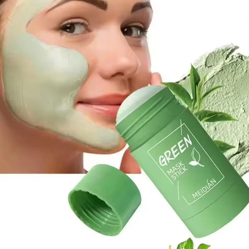 Green Tea Eggplant Solid Mask Deep Cleansing Oil Control Balance Antioxidan Shrink Pores Remove Blackheads Refreshing Mud Mask